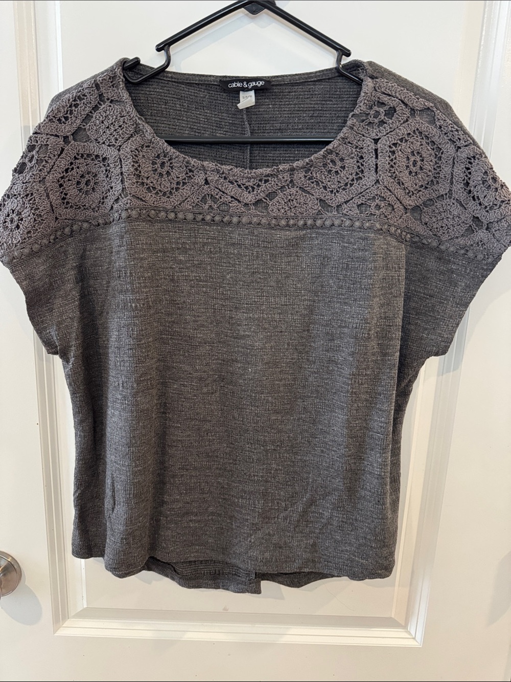 Cable & Gauge Charcoal Crochet Yoke Knit Tunic
